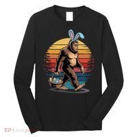 Bigfoot Sasquatch Bunny Easter Eggs Retro Long Sleeve Shirt thumb 0