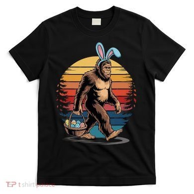 Bigfoot Sasquatch Bunny Easter Eggs Retro T-Shirt