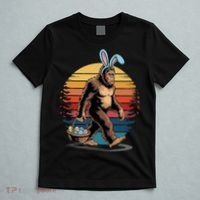 Bigfoot Sasquatch Bunny Easter Eggs Retro T-Shirt thumb 5