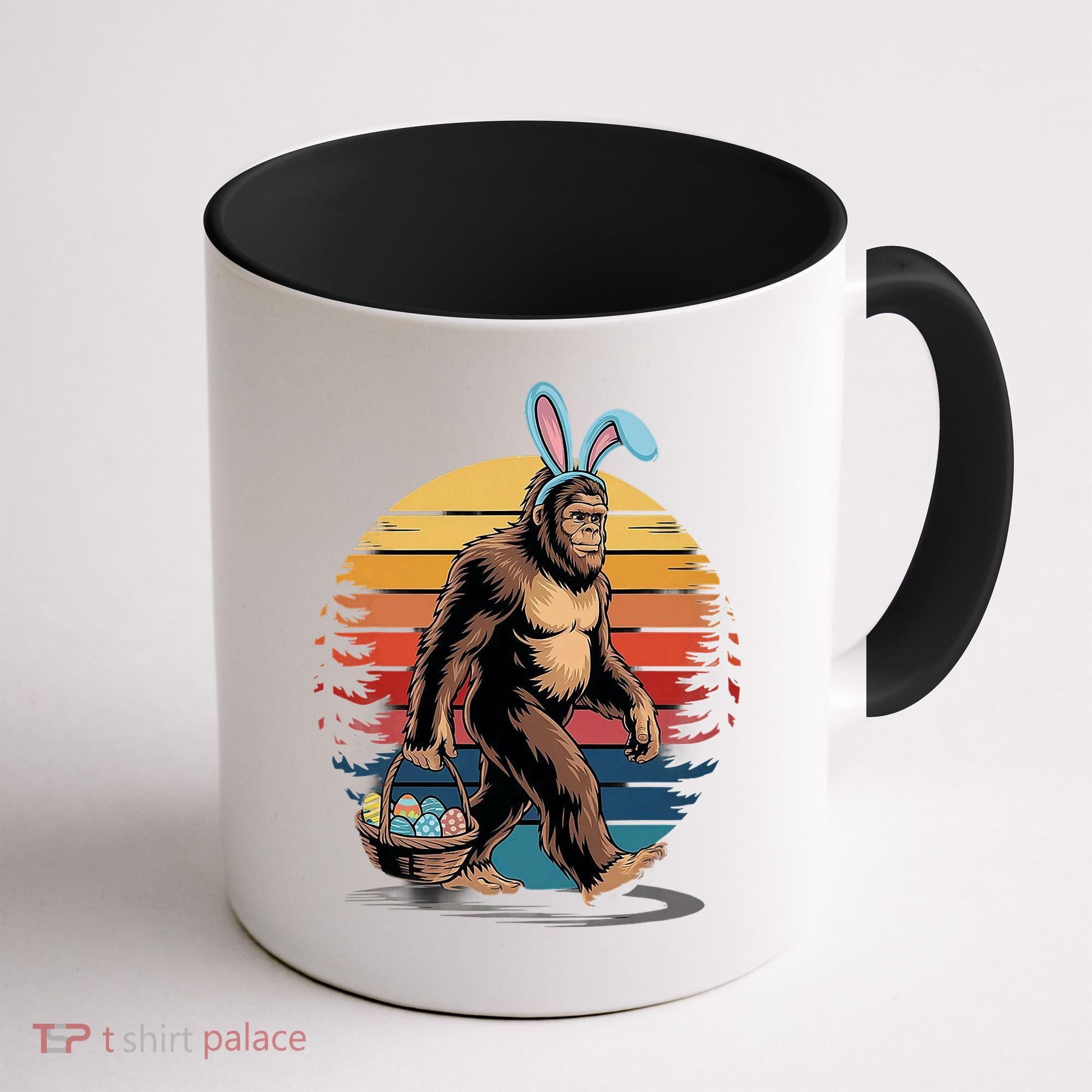 Bigfoot Sasquatch Bunny Easter Eggs Retro Coffee Mug