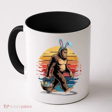 Bigfoot Sasquatch Bunny Easter Eggs Retro Coffee Mug