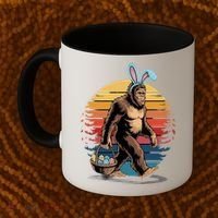 Bigfoot Sasquatch Bunny Easter Eggs Retro Coffee Mug thumb 2