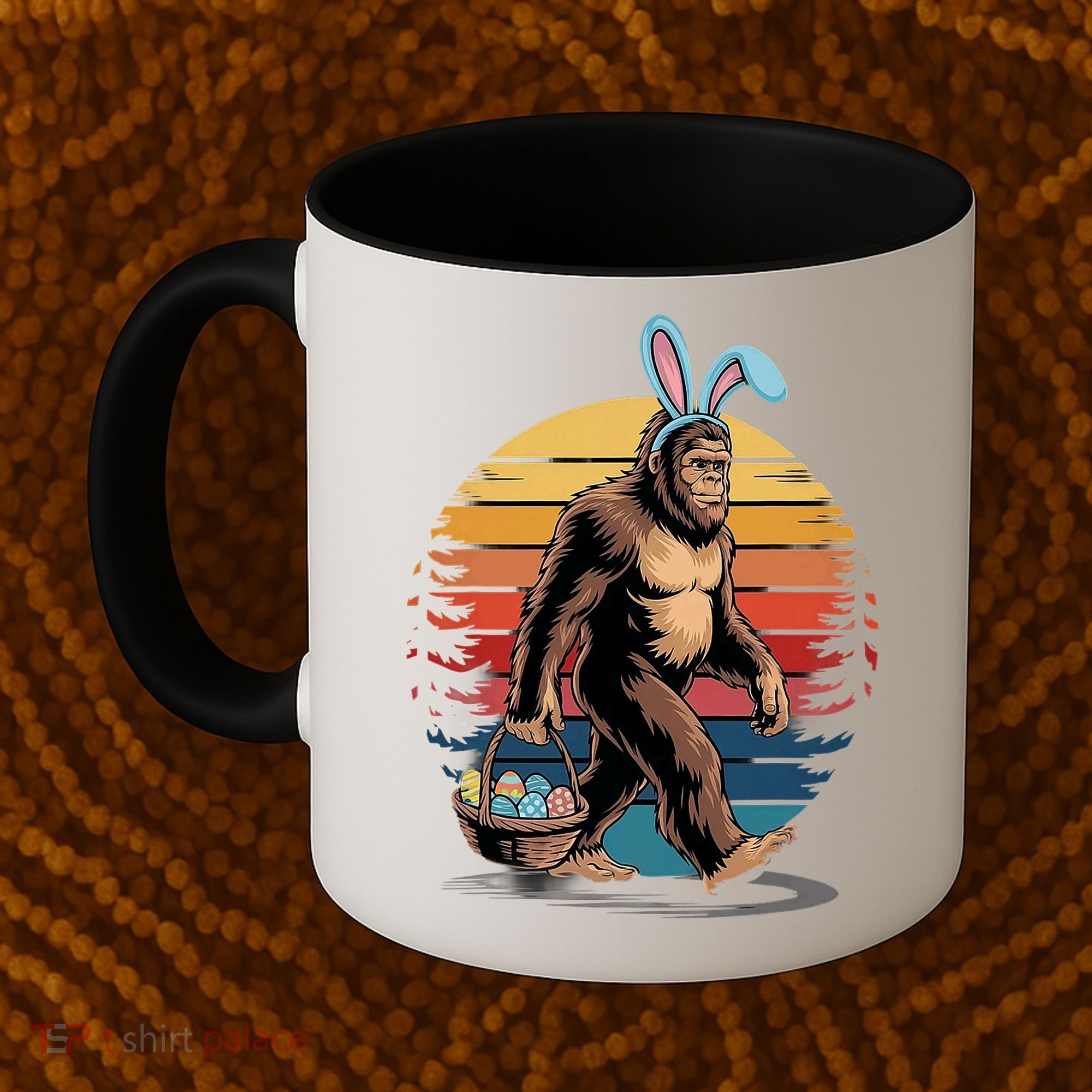 Bigfoot Sasquatch Bunny Easter Eggs Retro Coffee Mug