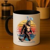 Bigfoot Sasquatch Bunny Easter Eggs Retro Coffee Mug thumb 4