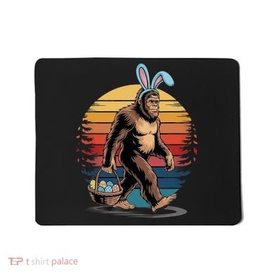 Bigfoot Sasquatch Bunny Easter Eggs Retro Mousepad