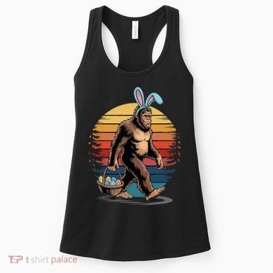Bigfoot Sasquatch Bunny Easter Eggs Retro Women's Tank Top