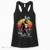 Bigfoot Sasquatch Bunny Easter Eggs Retro Women's Tank Top thumb 0