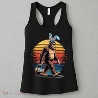 Bigfoot Sasquatch Bunny Easter Eggs Retro Women's Tank Top thumb 3
