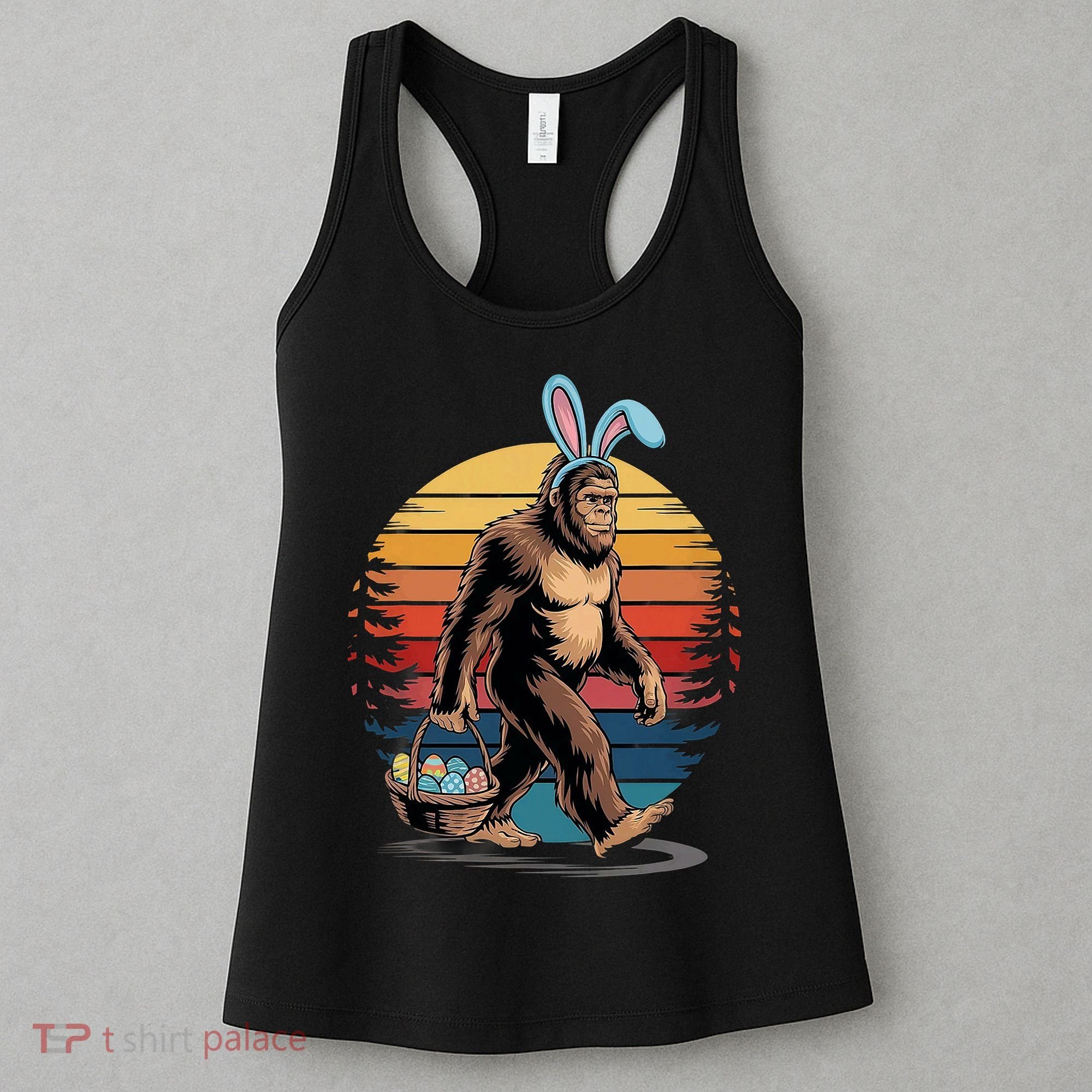 Bigfoot Sasquatch Bunny Easter Eggs Retro Women's Tank Top