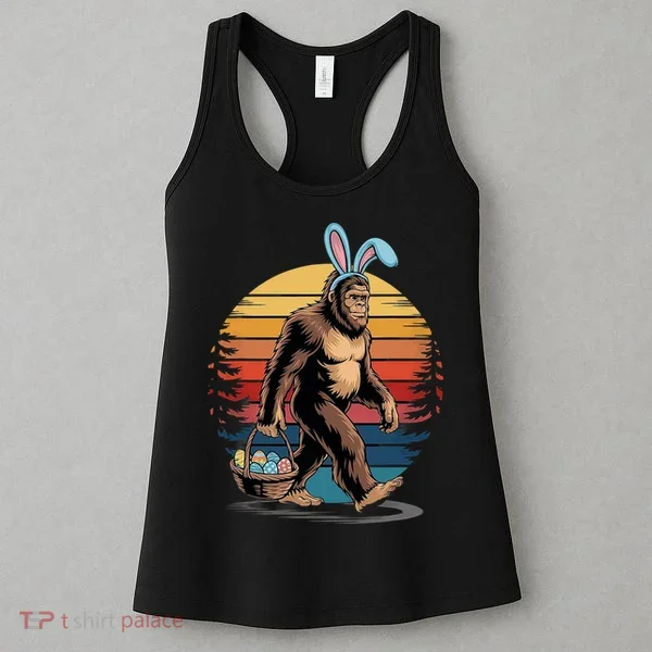 Bigfoot Sasquatch Bunny Easter Eggs Retro Women's Tank Top