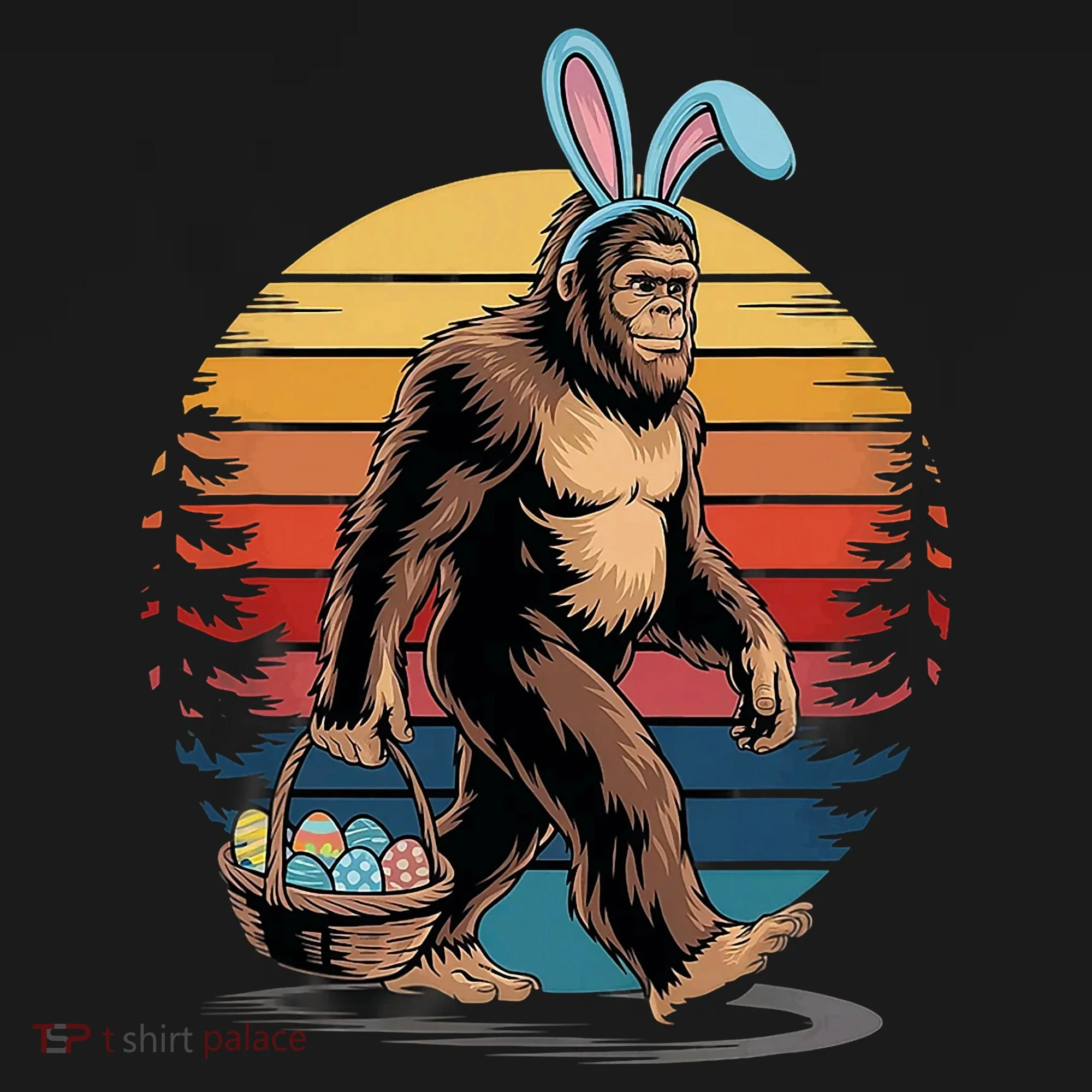 Bigfoot Sasquatch Bunny Easter Eggs Retro Baby Bodysuit