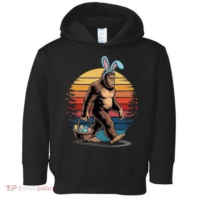 Bigfoot Sasquatch Bunny Easter Eggs Retro Toddler Hoodie