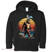 Bigfoot Sasquatch Bunny Easter Eggs Retro Toddler Hoodie thumb 0