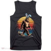 Bigfoot Sasquatch Bunny Easter Eggs Retro Tank Top thumb 0