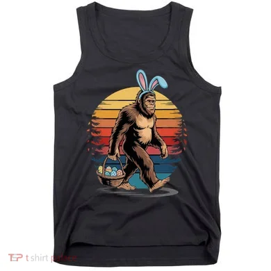 Bigfoot Sasquatch Bunny Easter Eggs Retro Tank Top
