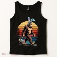 Bigfoot Sasquatch Bunny Easter Eggs Retro Tank Top thumb 2