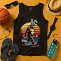 Bigfoot Sasquatch Bunny Easter Eggs Retro Tank Top thumb 4
