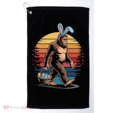 Bigfoot Sasquatch Bunny Easter Eggs Retro Golf Towel