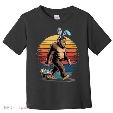 Bigfoot Sasquatch Bunny Easter Eggs Retro Toddler T-Shirt