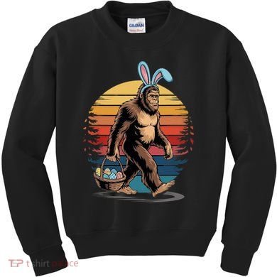 Bigfoot Sasquatch Bunny Easter Eggs Retro Kids Sweatshirt