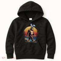 Bigfoot Sasquatch Bunny Easter Eggs Retro Kids Hoodie thumb 0