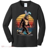 Bigfoot Sasquatch Bunny Easter Eggs Retro Kids Long Sleeve Shirt thumb 0