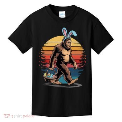 Bigfoot Sasquatch Bunny Easter Eggs Retro Kids T-Shirt