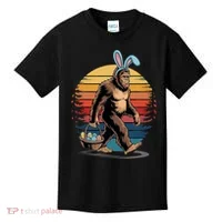 Bigfoot Sasquatch Bunny Easter Eggs Retro Kids T-Shirt thumb 0