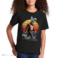 Bigfoot Sasquatch Bunny Easter Eggs Retro Kids T-Shirt thumb 2
