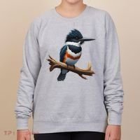 Bird Series. Belted Kingfisher Bird. ArtistS Rendition. Women's Sweatshirt thumb 0