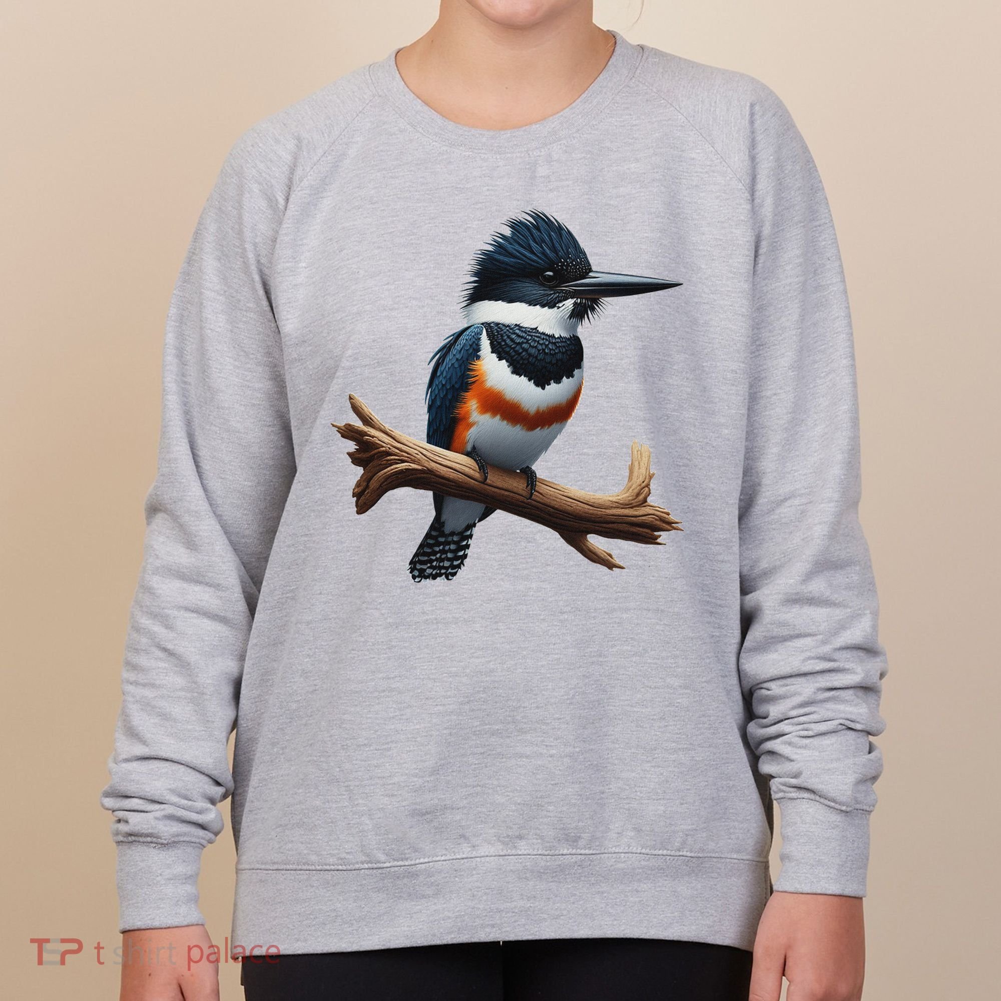 Bird Series. Belted Kingfisher Bird. ArtistS Rendition. Women's Sweatshirt