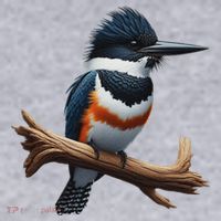 Bird Series. Belted Kingfisher Bird. ArtistS Rendition. Women's Sweatshirt thumb 2