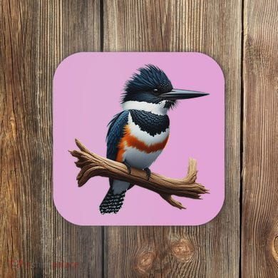 Bird Series. Belted Kingfisher Bird. ArtistS Rendition. Coaster