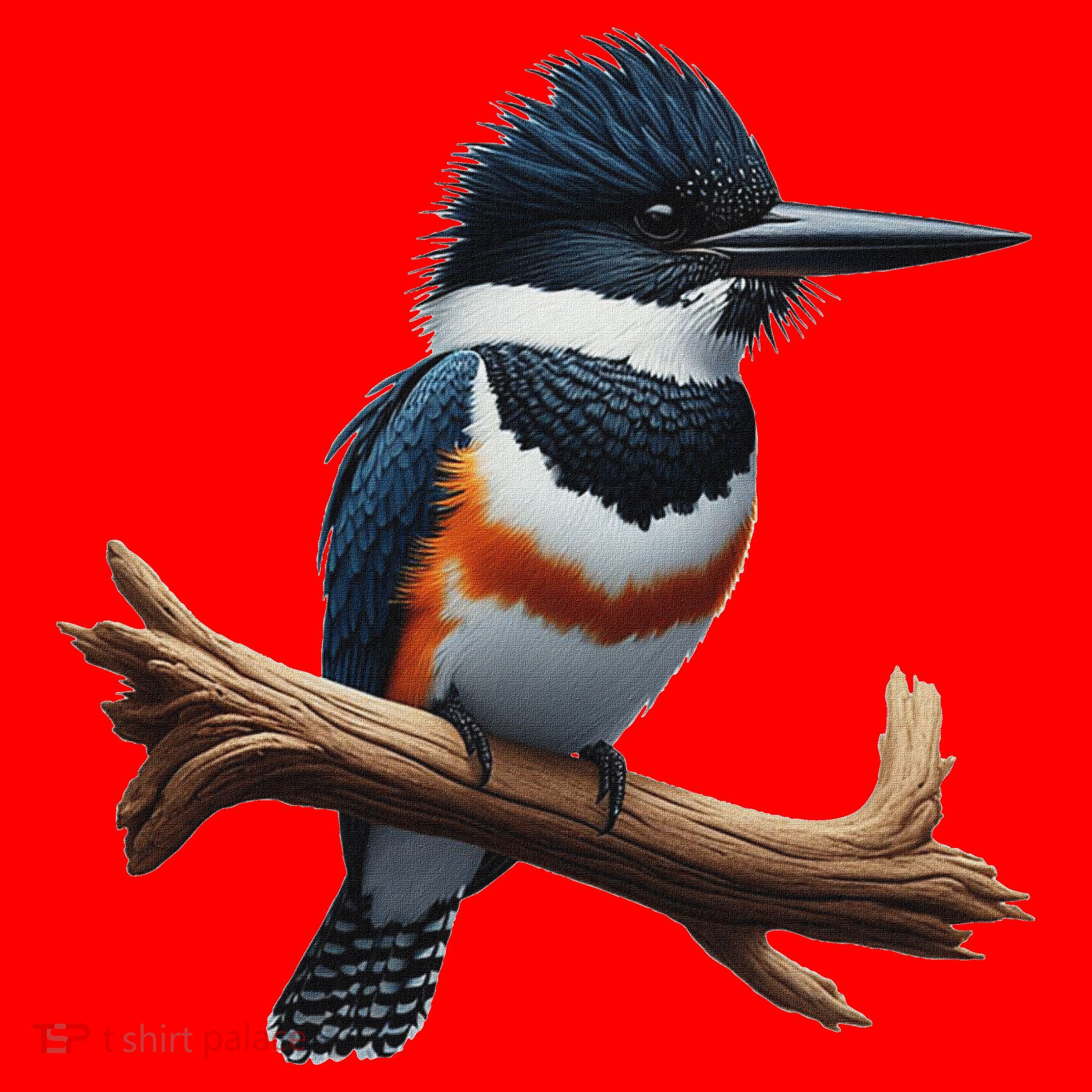 Bird Series. Belted Kingfisher Bird. ArtistS Rendition. Santa Hat