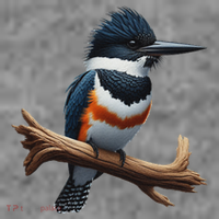 Bird Series. Belted Kingfisher Bird. ArtistS Rendition. Toddler Hoodie thumb 2