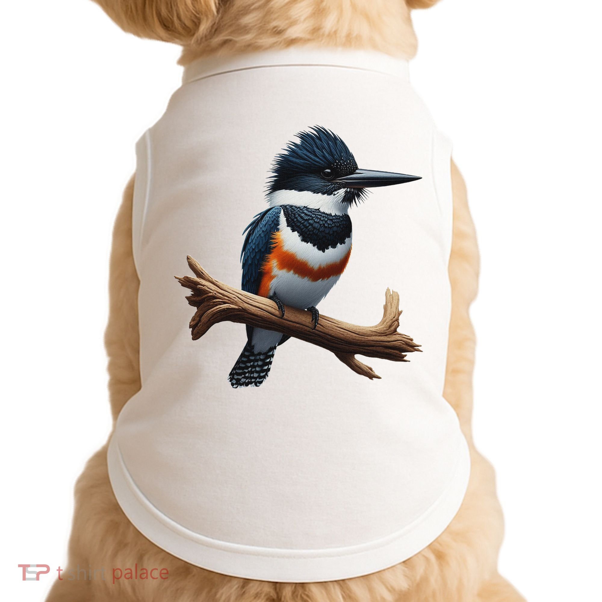 Bird Series. Belted Kingfisher Bird. ArtistS Rendition. Doggie Tank