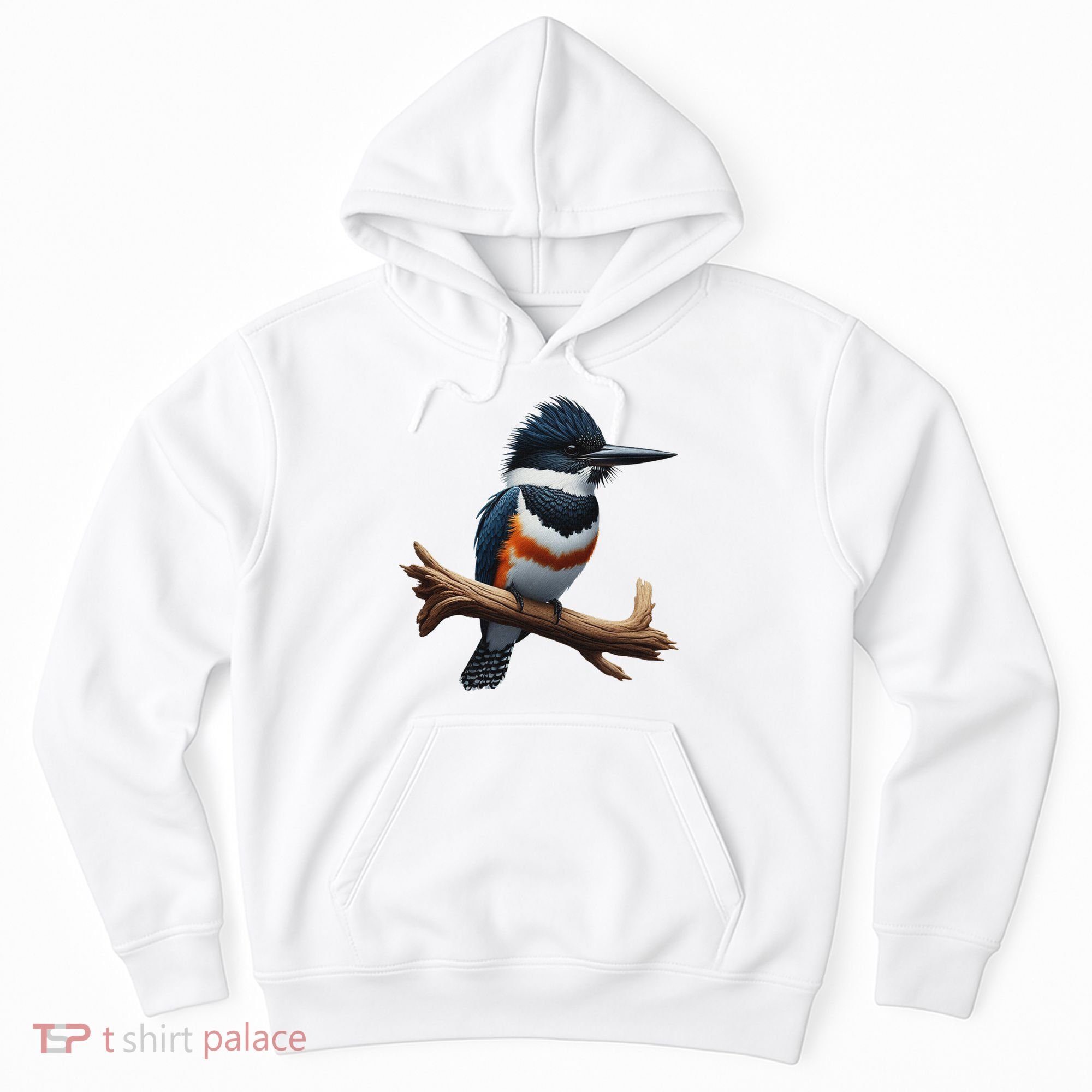 Bird Series. Belted Kingfisher Bird. ArtistS Rendition. Hoodie