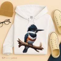 Bird Series. Belted Kingfisher Bird. ArtistS Rendition. Hoodie thumb 4