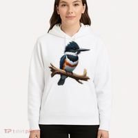 Bird Series. Belted Kingfisher Bird. ArtistS Rendition. Hoodie thumb 5