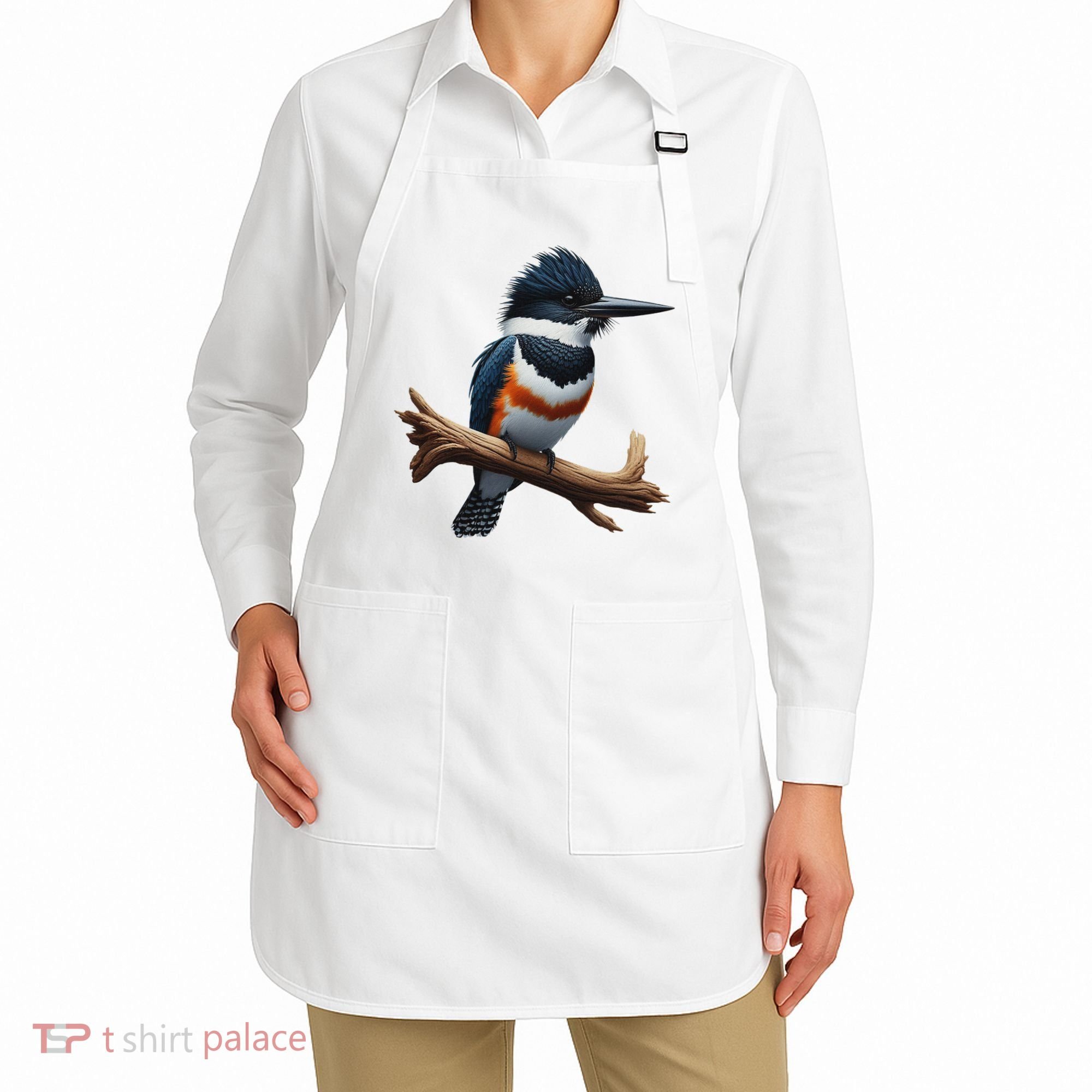 Bird Series. Belted Kingfisher Bird. ArtistS Rendition. Apron