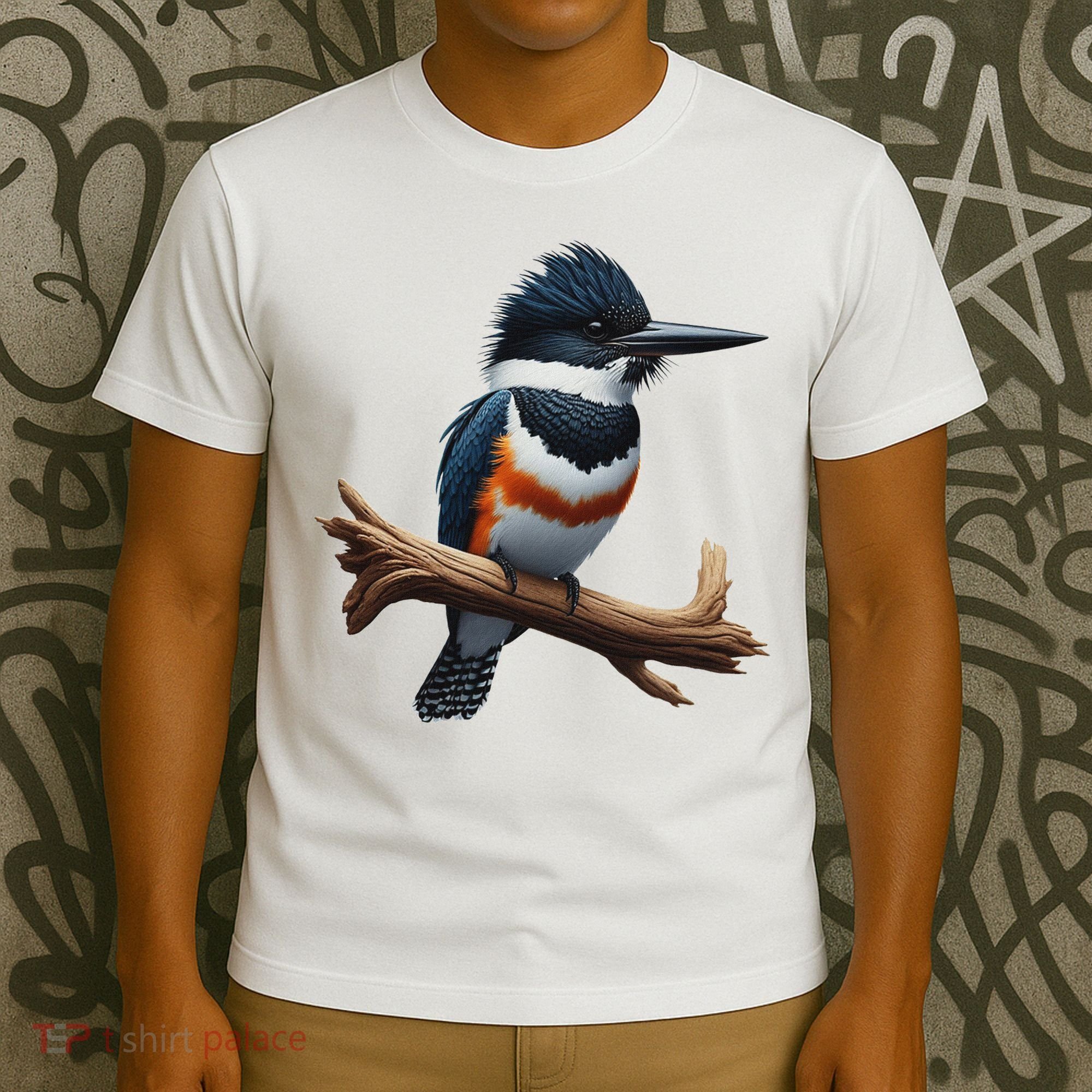 Bird Series. Belted Kingfisher Bird. ArtistS Rendition. T-Shirt