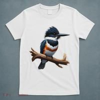 Bird Series. Belted Kingfisher Bird. ArtistS Rendition. T-Shirt thumb 5