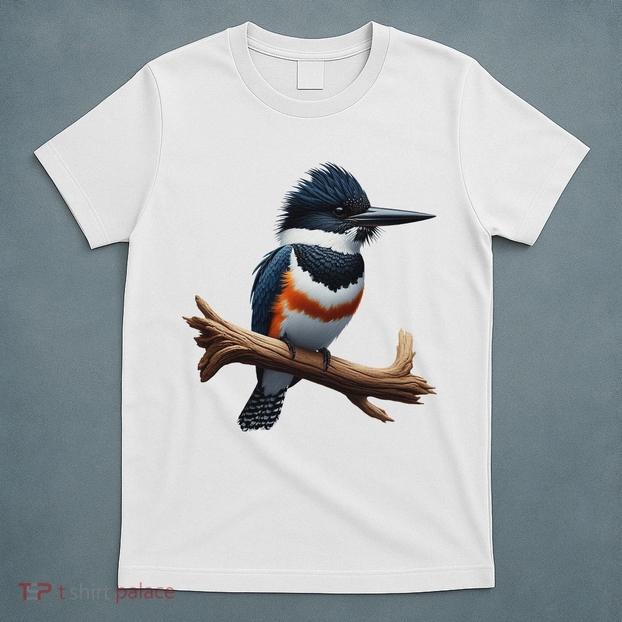 Bird Series. Belted Kingfisher Bird. ArtistS Rendition. T-Shirt