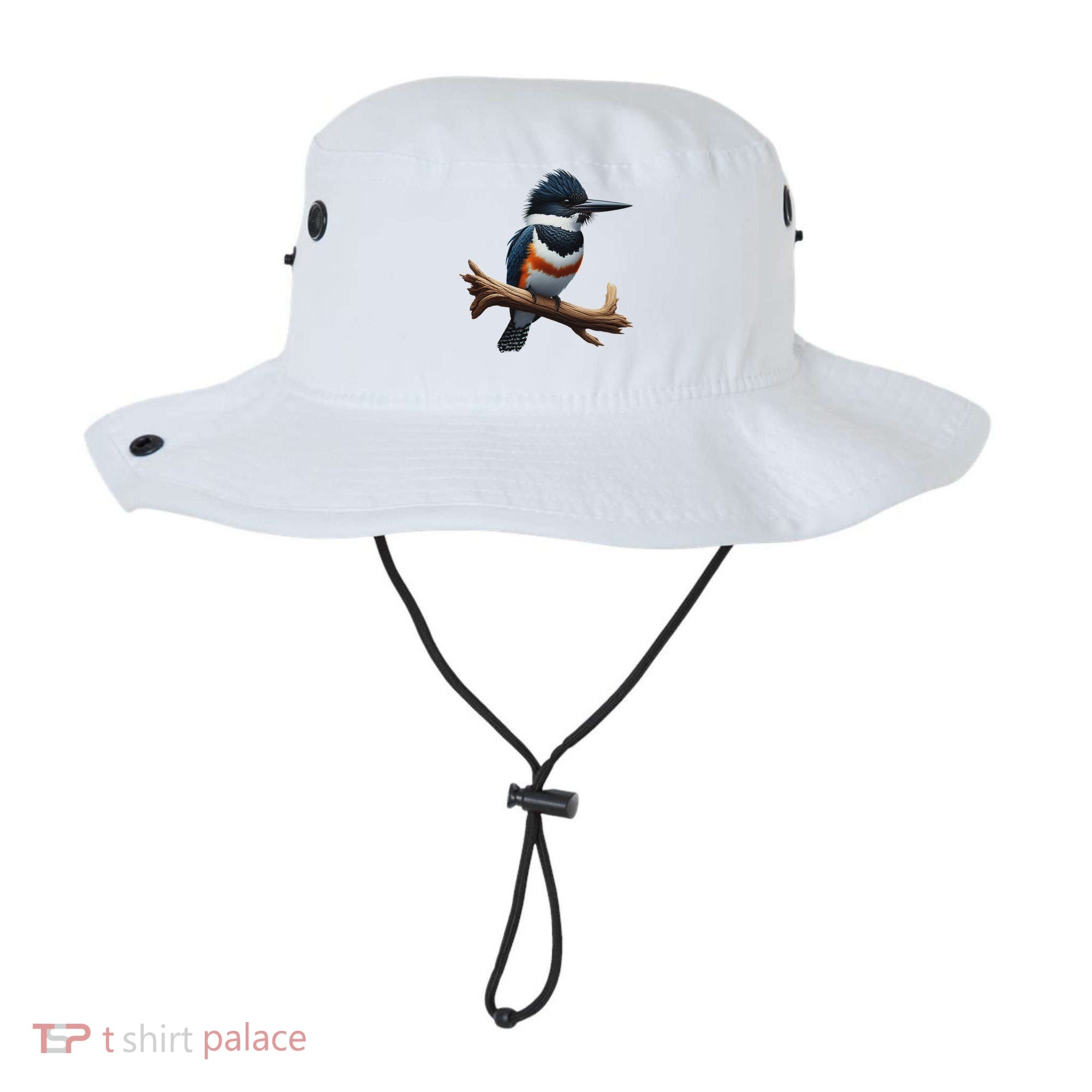 Bird Series. Belted Kingfisher Bird. ArtistS Rendition. Bucket Hat