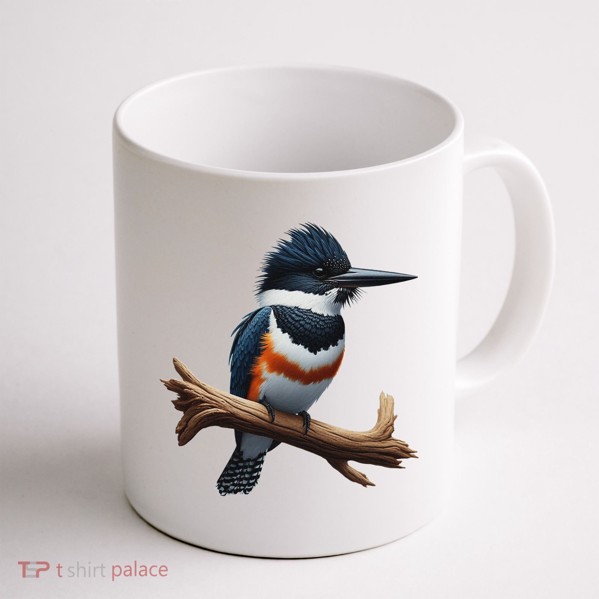 Bird Series. Belted Kingfisher Bird. ArtistS Rendition. Coffee Mug