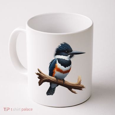 Bird Series. Belted Kingfisher Bird. ArtistS Rendition. Coffee Mug