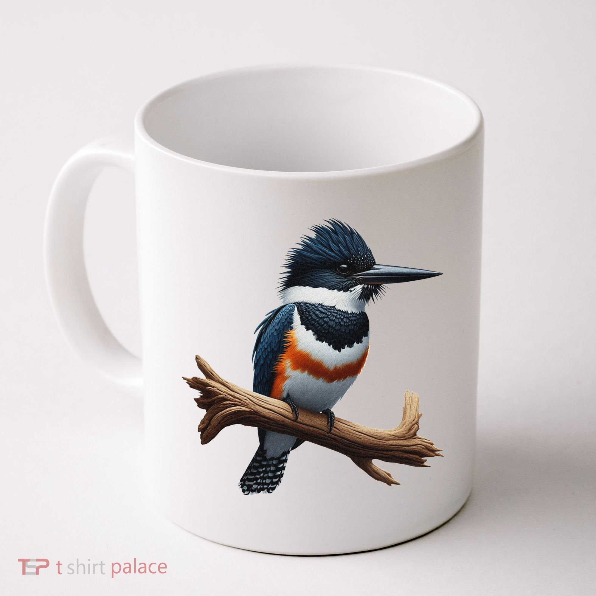 Bird Series. Belted Kingfisher Bird. ArtistS Rendition. Coffee Mug