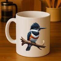 Bird Series. Belted Kingfisher Bird. ArtistS Rendition. Coffee Mug thumb 4