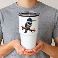 Bird Series. Belted Kingfisher Bird. ArtistS Rendition. Tumbler thumb 2