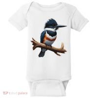 Bird Series. Belted Kingfisher Bird. ArtistS Rendition. Baby Bodysuit thumb 0